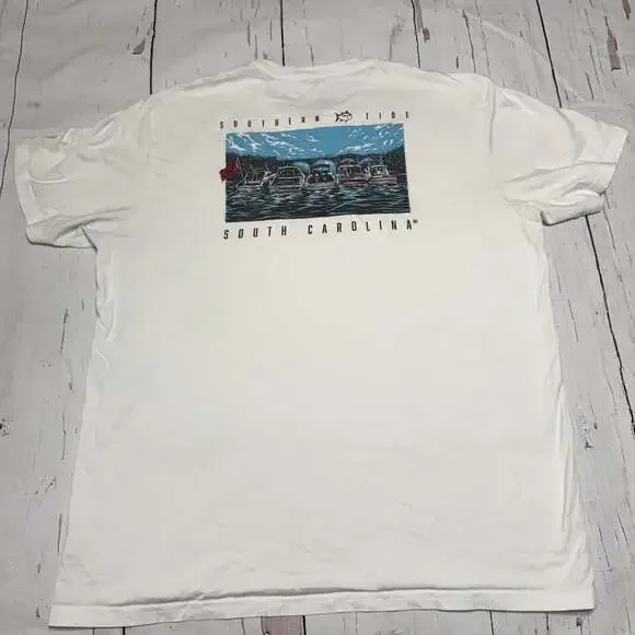 Southern Tide University of South Carolina Gamecock Flag Boats Pocket T-Shirt - Picture 7 of 10